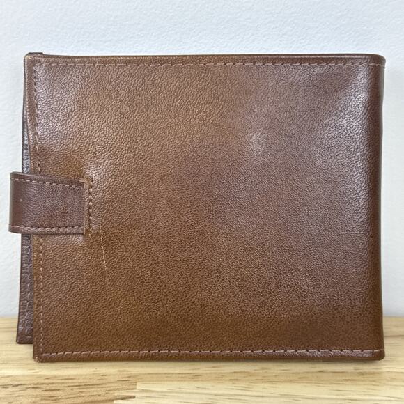 Vintage Brown Leather BiFold Wallet Australia Kangaroo Fur Starlite Products - Picture 2 of 13